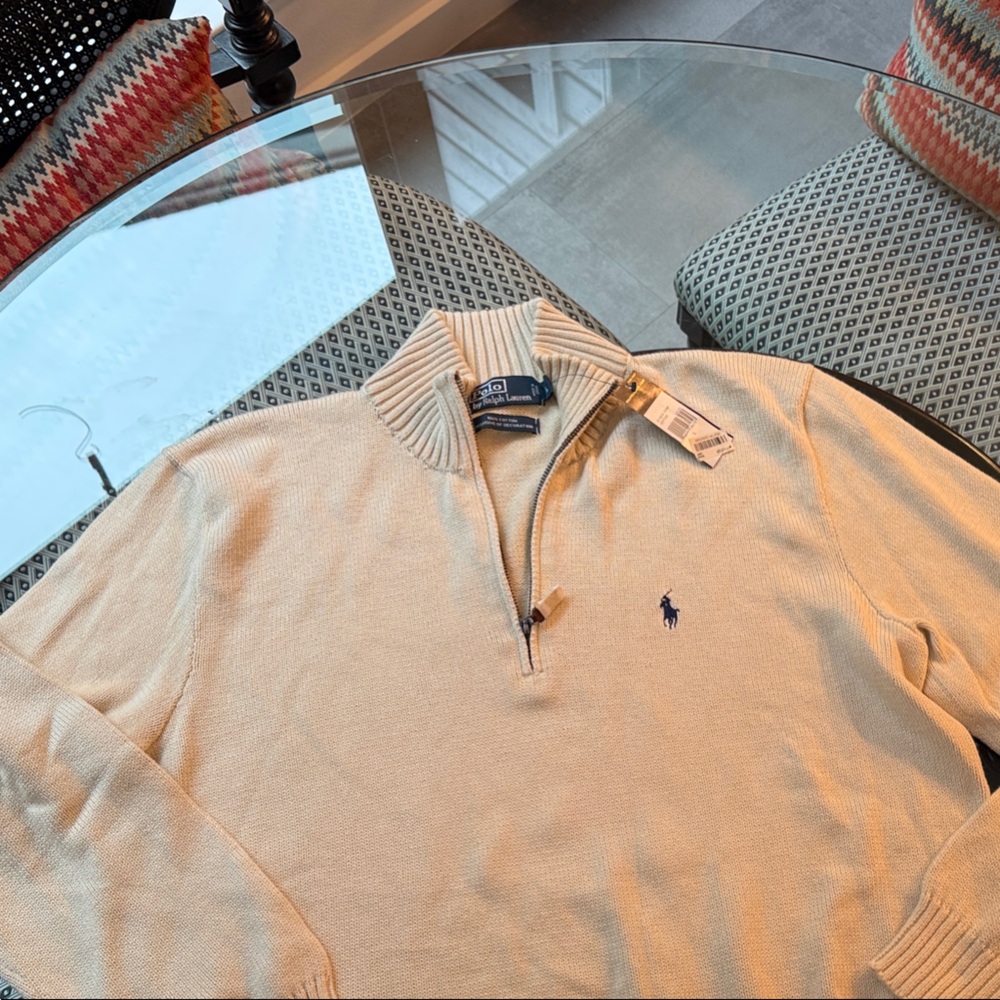 Ralph Lauren Cream Quarter-Zip Pullover NWT